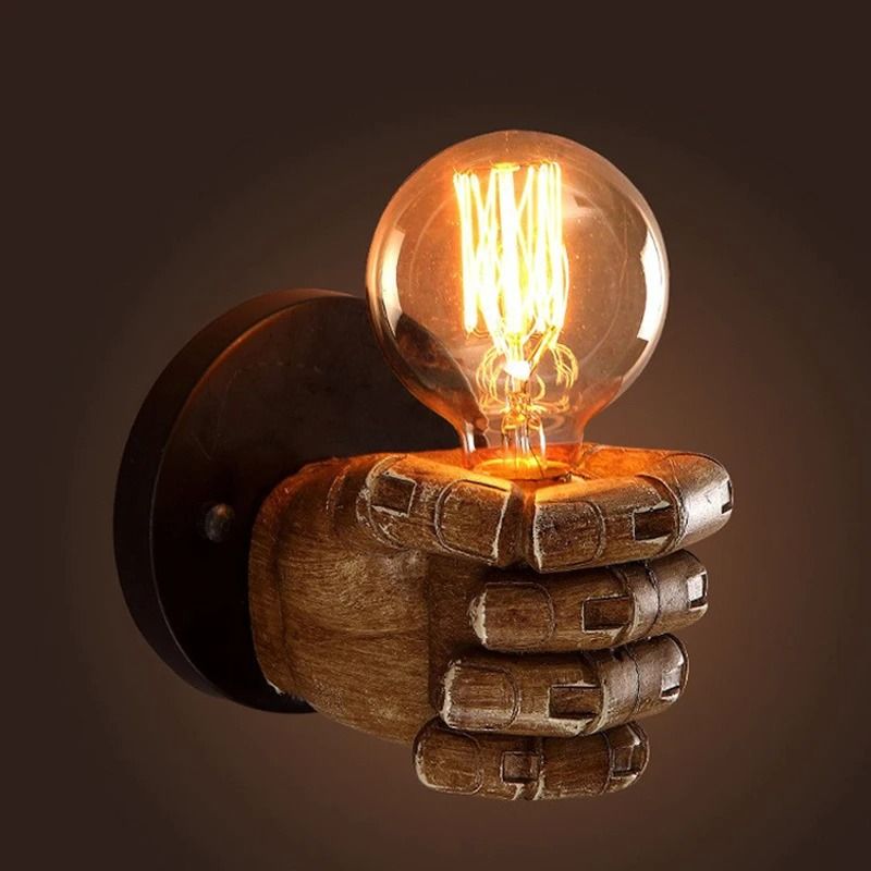 Retro Resin Hand Wall Lamp for Home and Bar Decor