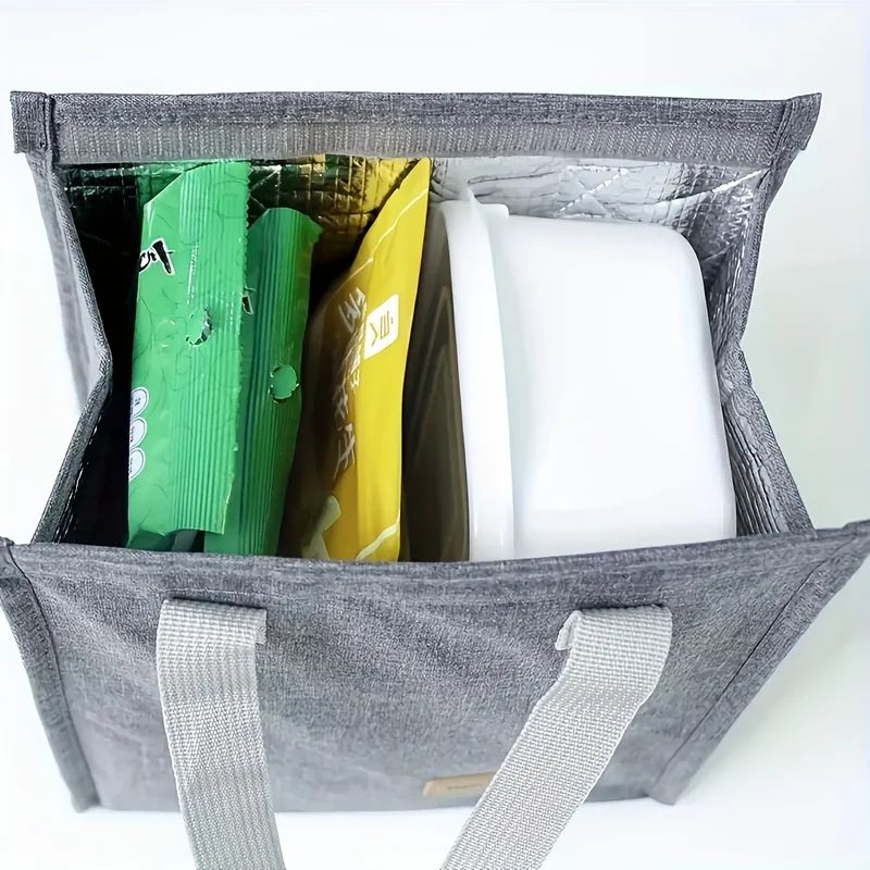 Large Capacity Insulated Lunch Bag – Vertical Cationic Thermal Food Tote with Handles, Leak-Resistant Meal Prep Cooler B