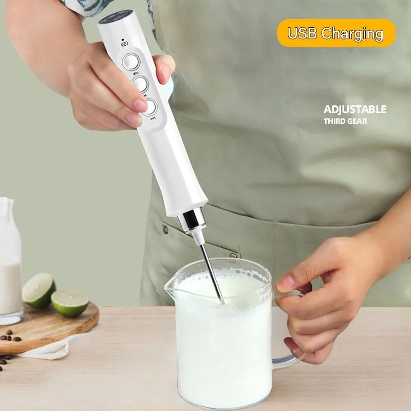 3 in 1 Rechargeable Electric Milk Frother Handheld Coffee Mixer