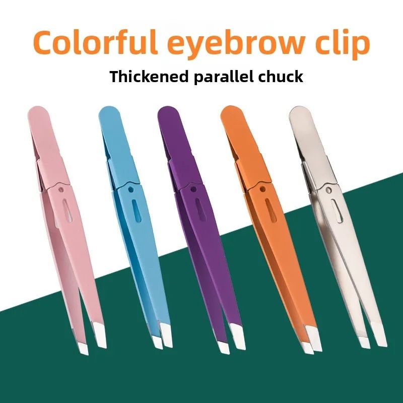 Colorful Stainless Steel Eyebrow Tweezers for Fine Hair Removal
