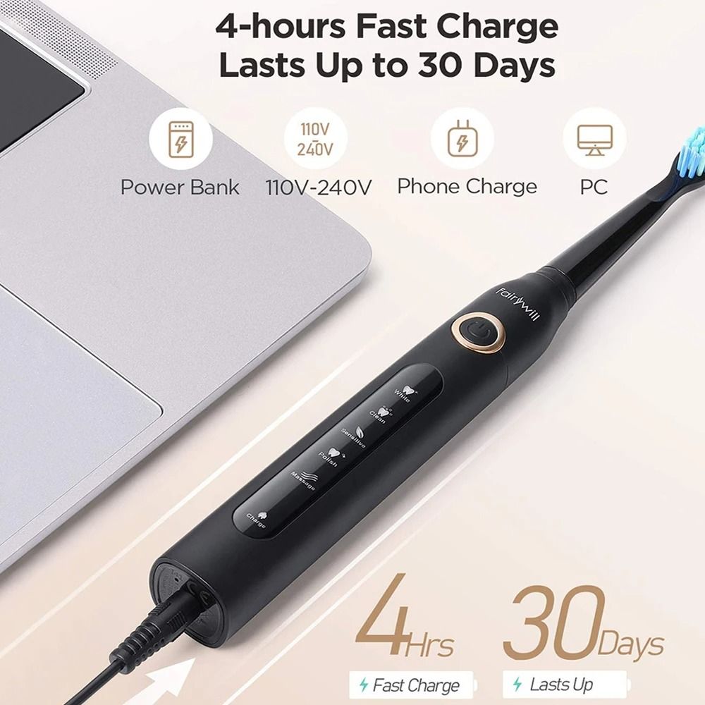 Electric Sonic Toothbrush Set with Travel Case and 10 Brush Heads