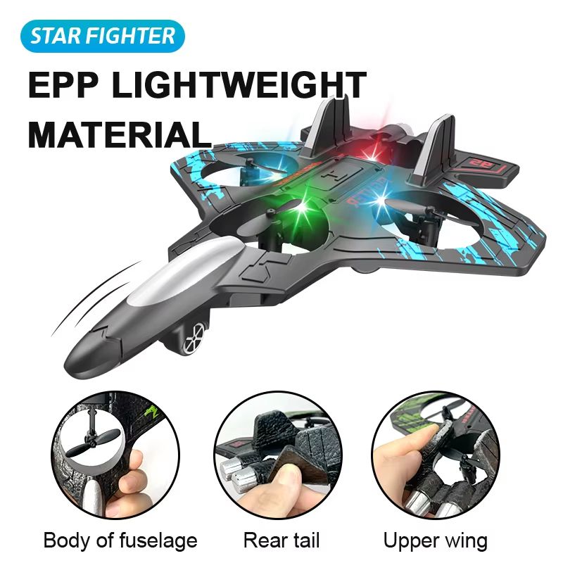 SkyRider RC Jet Plane – 2.4G Remote Control Foam Fighter with Lights & Stunt Action