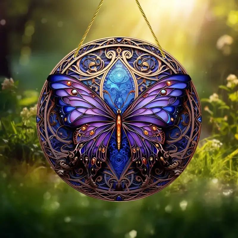 Butterfly Stained Glass Suncatcher Hanging Window Art Decor