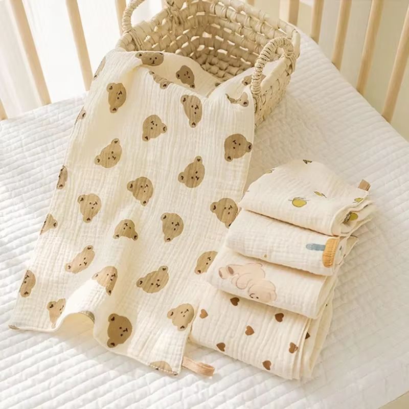 PureSoft 4-Layer Cotton Muslin Baby Face Towels and Long Burp Cloths