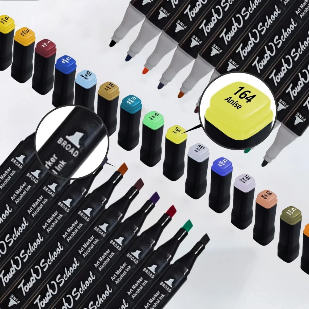 Dual Brush Tip Permanent Alcohol Markers – Professional Art Set for Drawing & Sketching