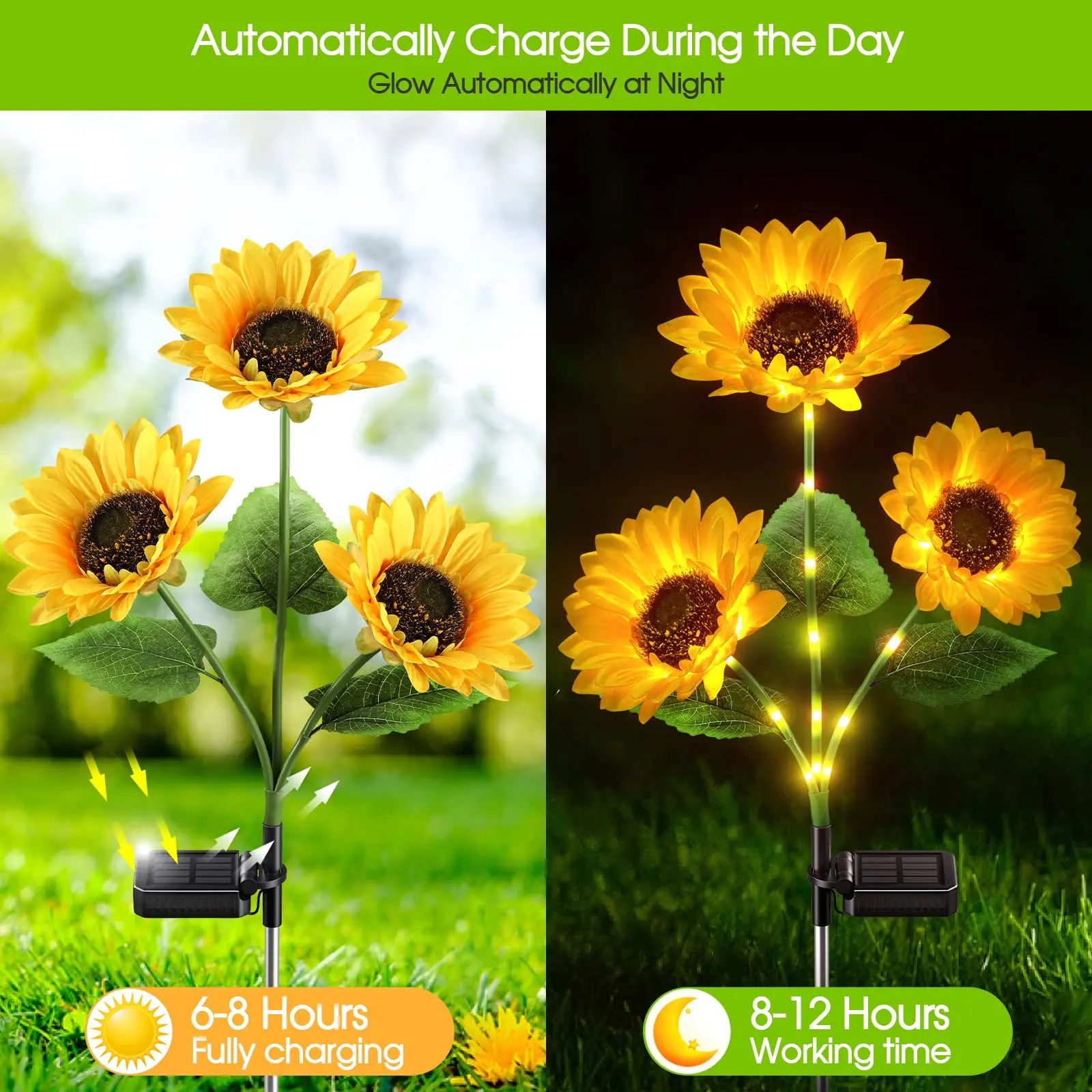Solar Sunflower Garden String Lights