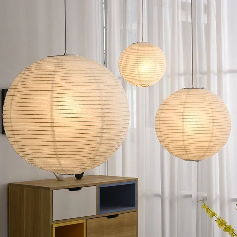Wabi Sabi Style Rice Paper Pendant Light for Bedroom Dining Room or Cafe Decor