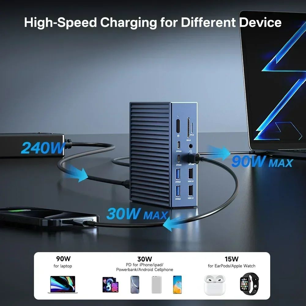 Acasis ProMax 21-in-1 40Gbps USB-C Docking Station – 8K Thunderbolt 4 Hub with 90W Power Delivery