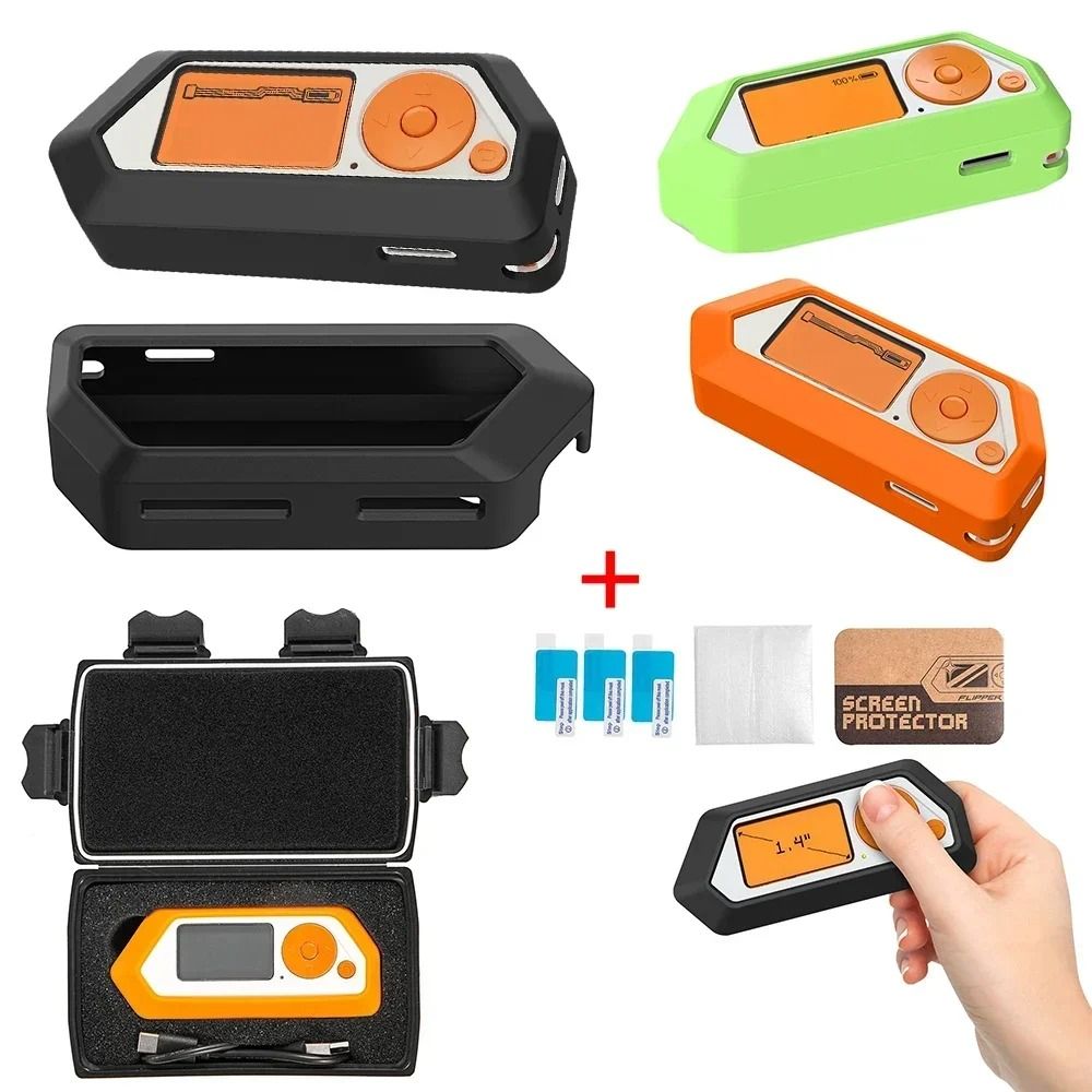 Protective Case Set for Flipper Zero Silicone Hard Case and Screen Protector