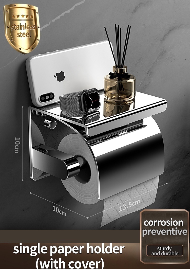 Wall-Mounted Stainless Steel Paper Towel Holder, Kitchen Roll Holder, Toilet Paper Holder, Bathroom Towel Rack