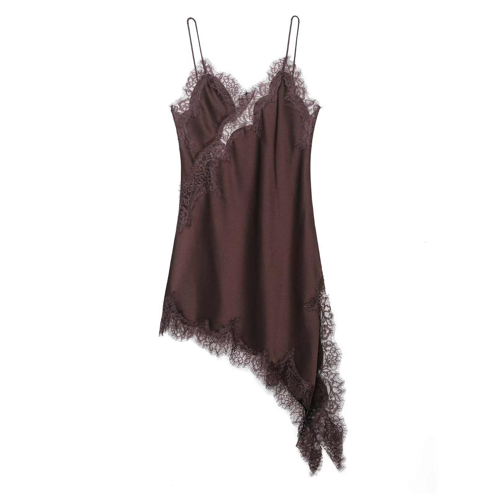 2025 Fashion Party Dress, Women Sexy V Neck Long Dresses, Irregular Lace Hem Suspender Vestidos