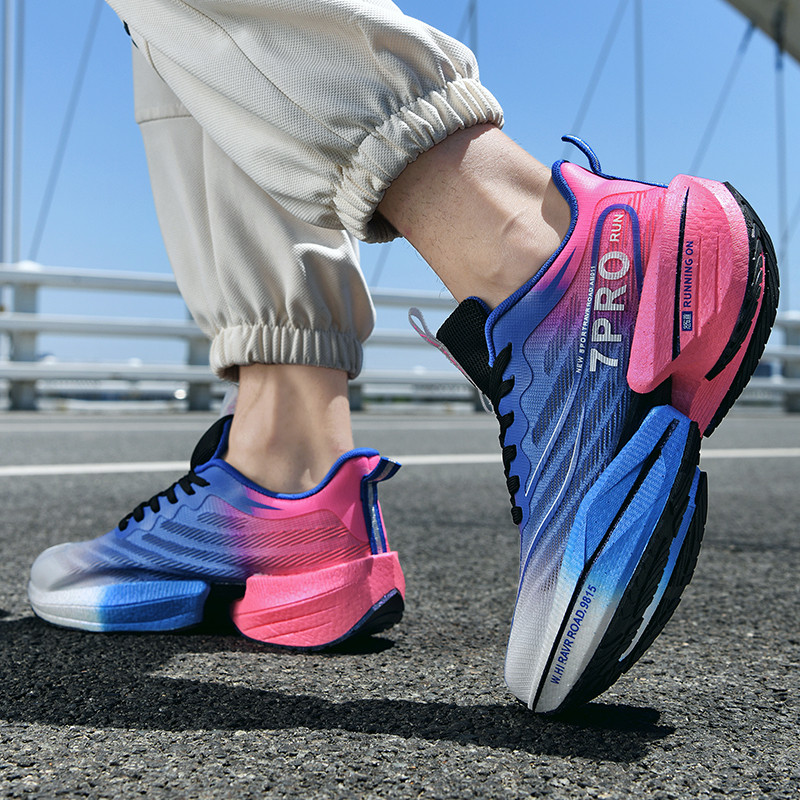 Men's Lightweight Running Shoes with Carbon Plate, Soft Sole Anti-Slip Sports Sneakers, Casual Mesh Shoes