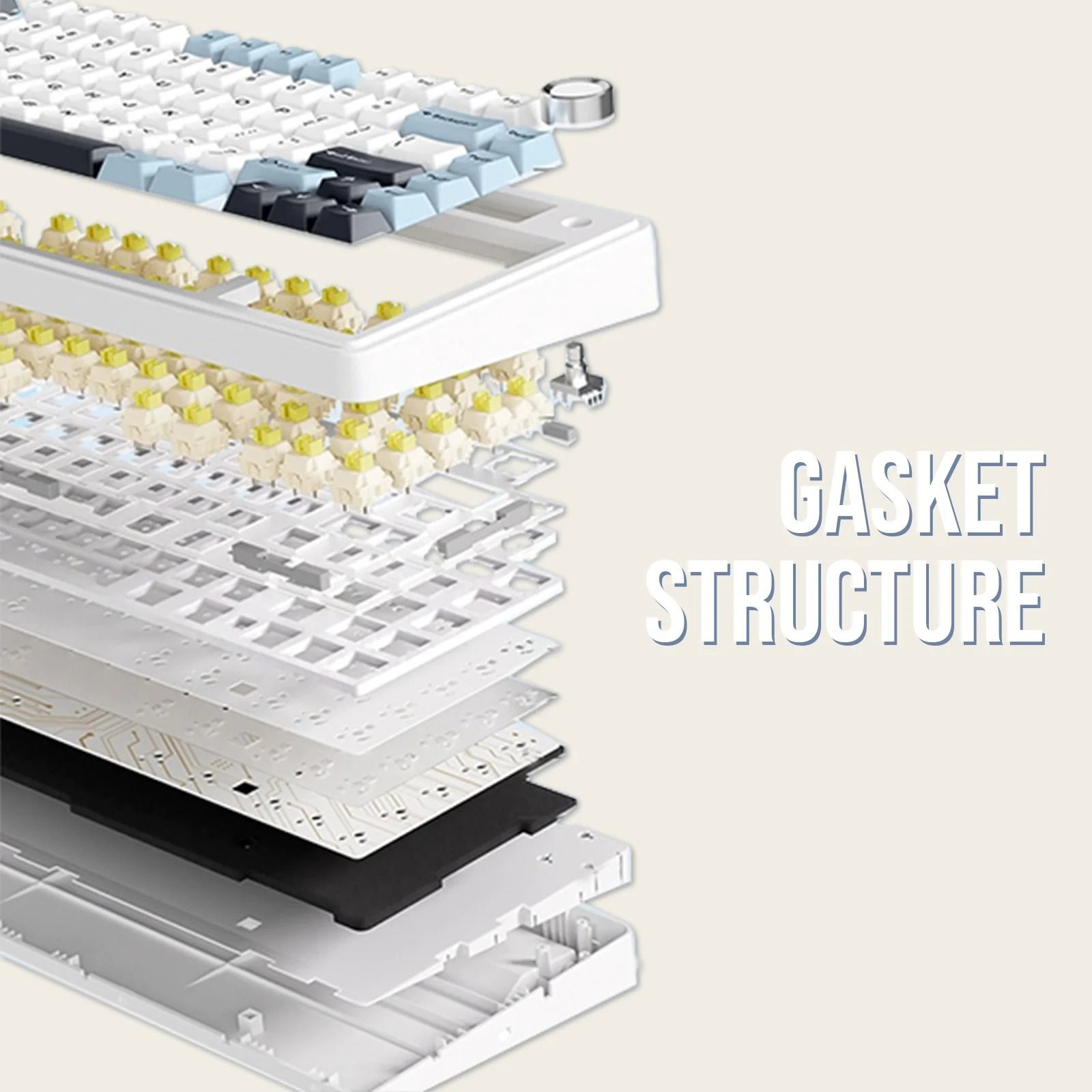 Compact Wireless RGB Keyboard with Gasket Structure and Knob Control