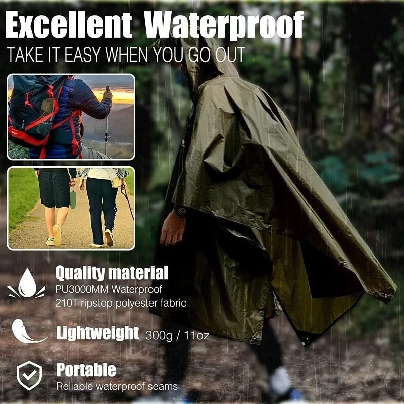 3 In 1 Outdoor Military Waterproof Raincoat and Picnic Mat