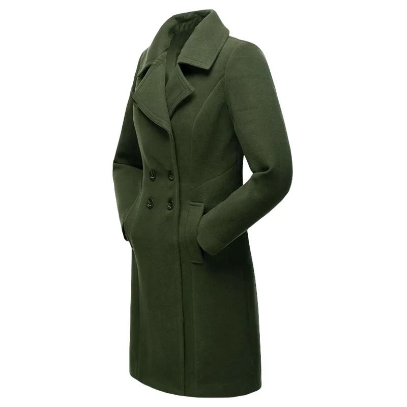 Double-Breasted Winter Wool Blend Lined Coat