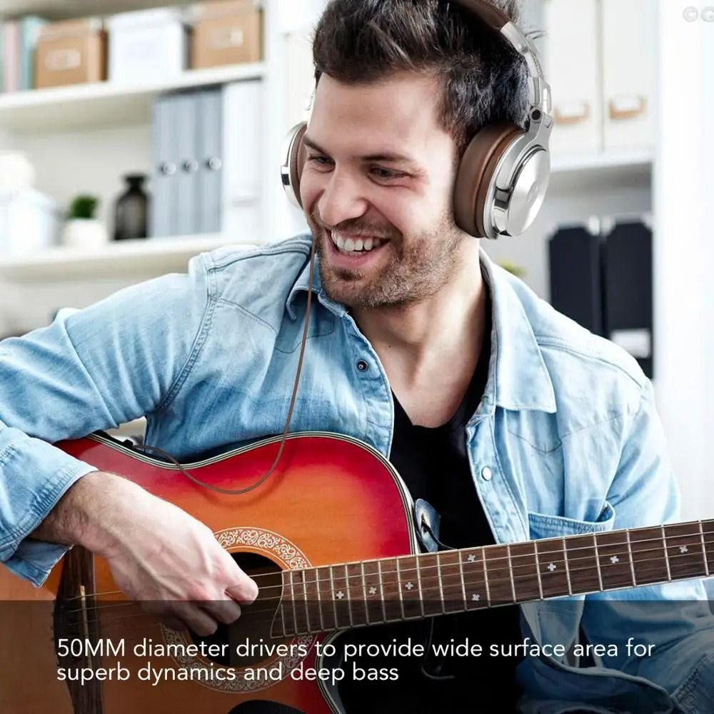 Over-Ear Studio Headphones – Wired HiFi Monitor Headset with Built-In Microphone