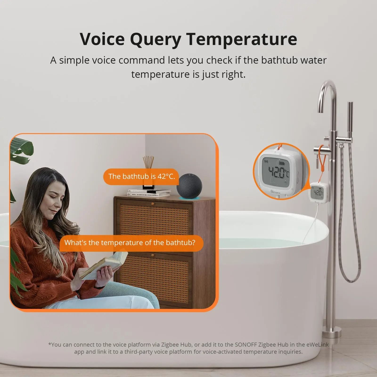 Zigbee Smart LCD Thermometer With Waterproof Probe And App Control