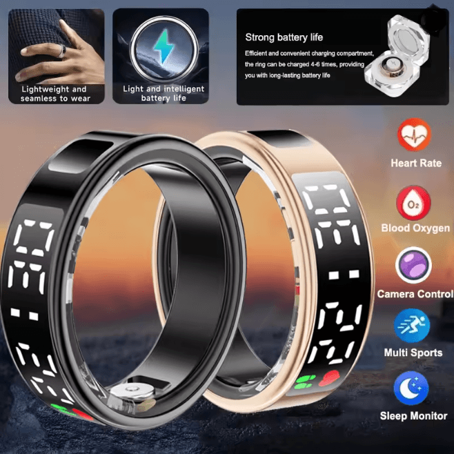 Smart Health Monitoring Ring Heart Rate Sleep Tracker Waterproof Fitness Ring