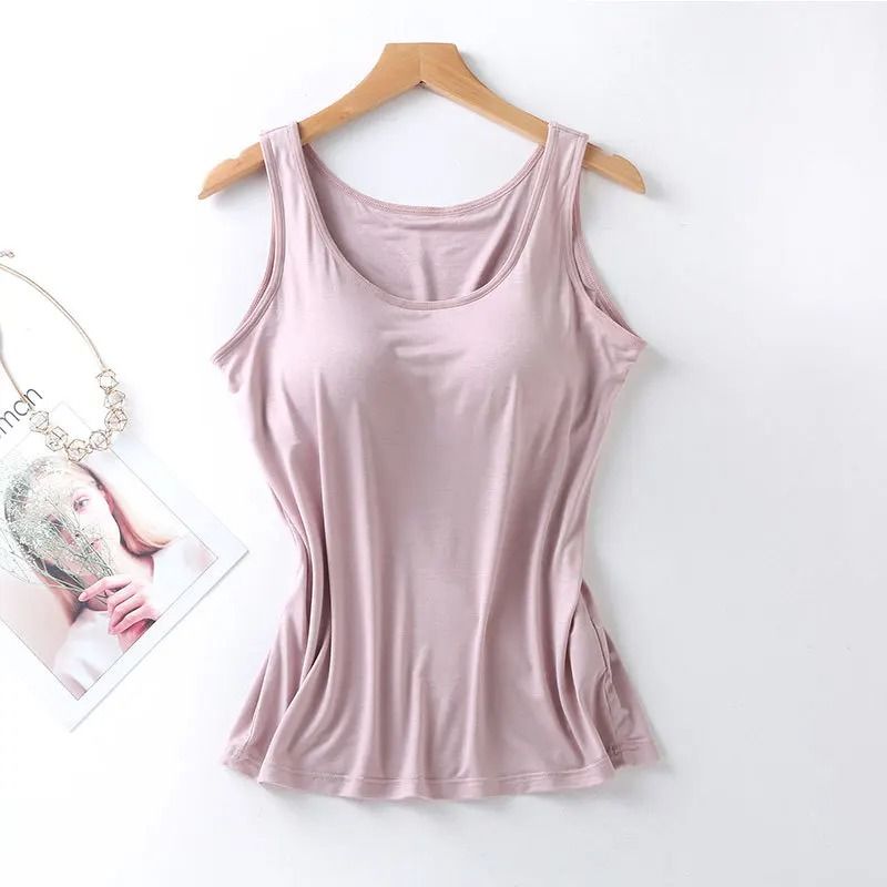 Women Slim Fit Tank Top with Built In Bra