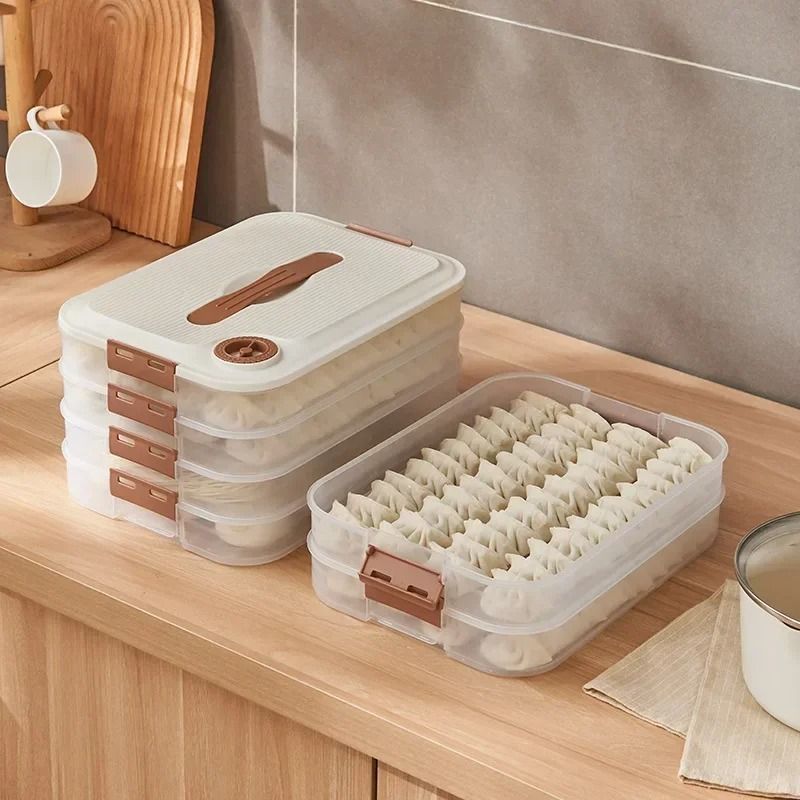 Stackable Refrigerator Storage Box – Transparent Dumpling Preservation & Quick Freezing Container