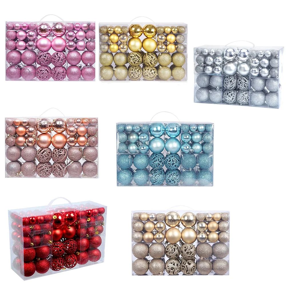 100 Piece Shatterproof Christmas Ball Ornaments Set for Tree Decoration