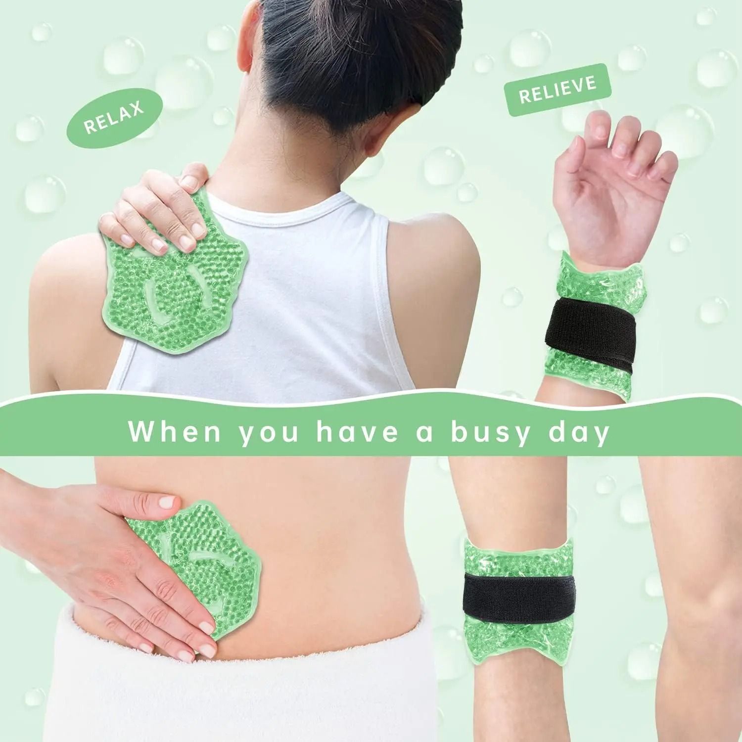 Reusable Ankle and Foot Ice Compress Wrap with Gel Beads