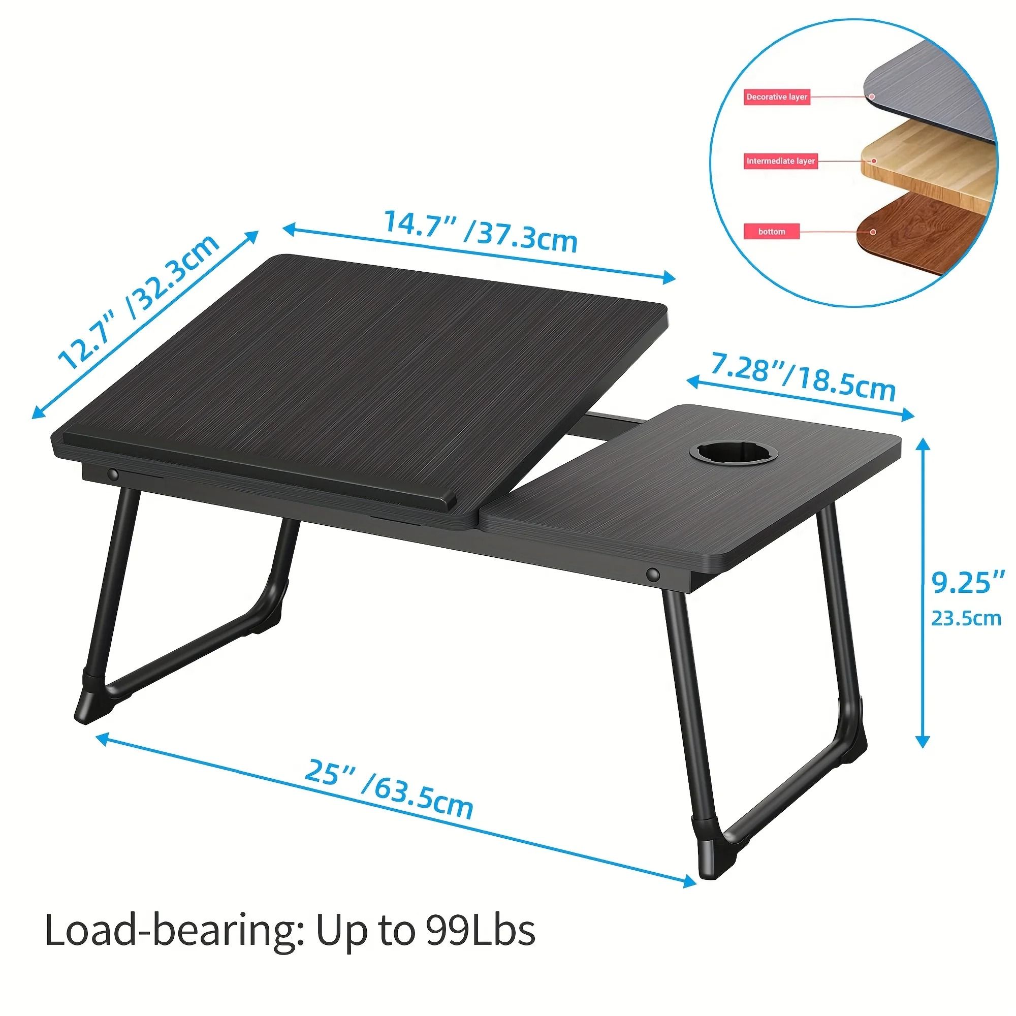 Foldable Laptop Bed Desk Tray with Cup Holder