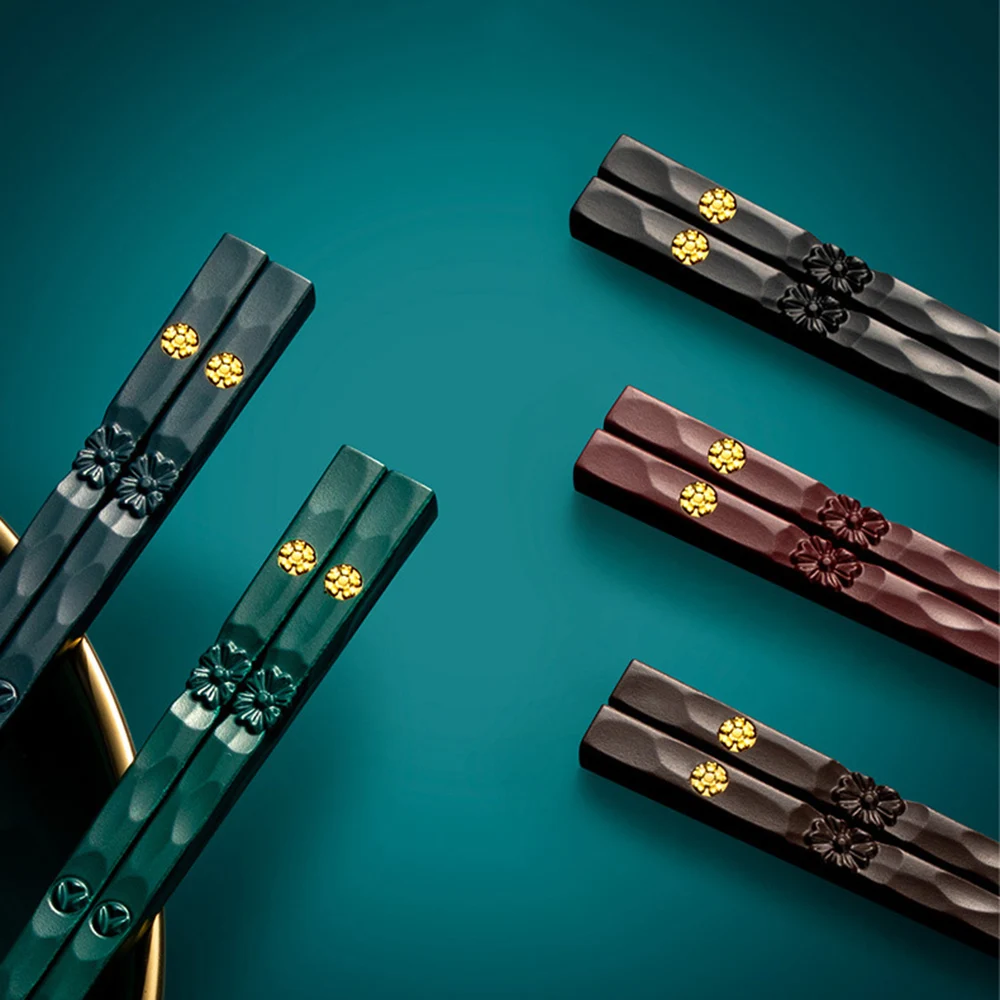 Food Grade Bamboo Shape Reusable Chinese Chopsticks Alloy Sushi Sticks Non Slip Dishwasher Safe
