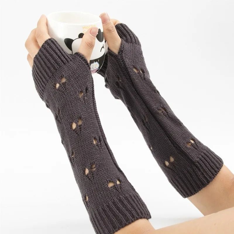 Stylish Arm Warmers Fingerless Gloves Y2K Fairy Grunge Goth Knit Sleeves