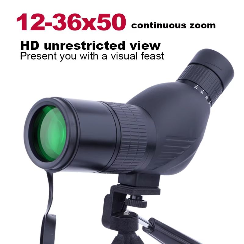 12-36x50 Zoom Spotting Scope Monocular with BAK4 Prism Waterproof and Anti-Fog Outdoor Telescope