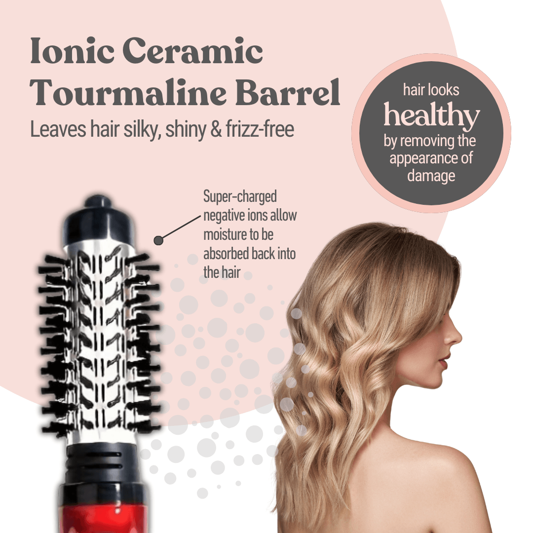 2-in-1 Hot Air Styler and Rotating Hair Dryer, Electric Blow Dryer with Anti-Scald Bristles, Ceramic Barrel
