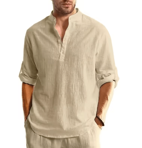 Mens Long Sleeve Henley Shirt Lightweight Cotton Button Tee for Business and Streetwear