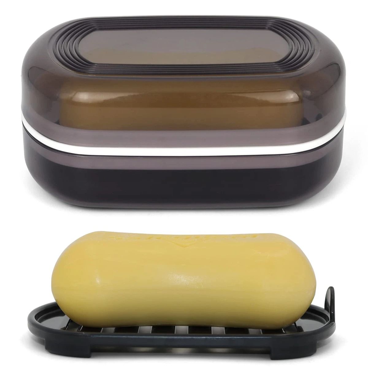 Portable Bathroom Soap Holder With Covered Double Layer Bamboo Storage