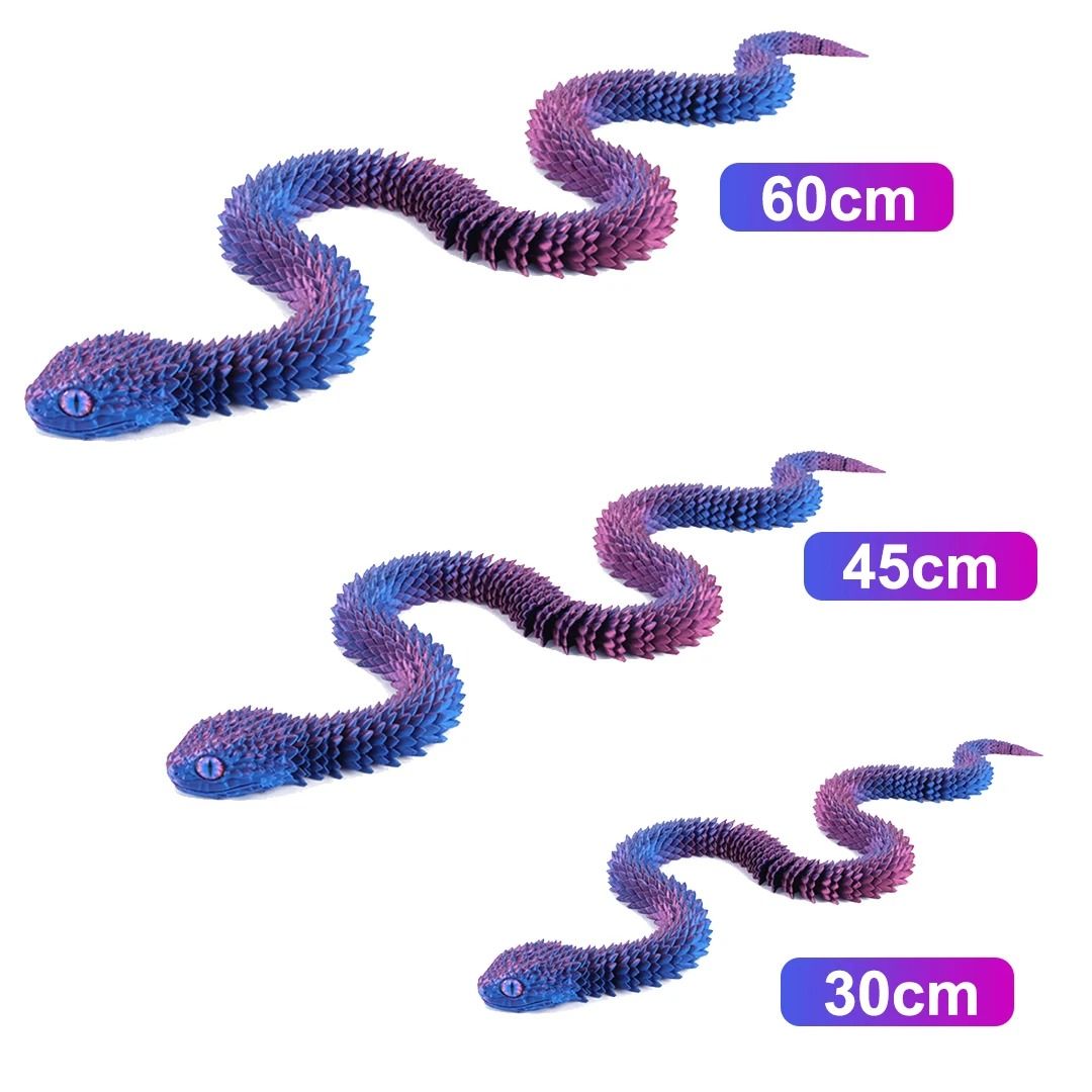 3D Printed Snake Figurine with Movable Joints Life like Desktop Ornament
