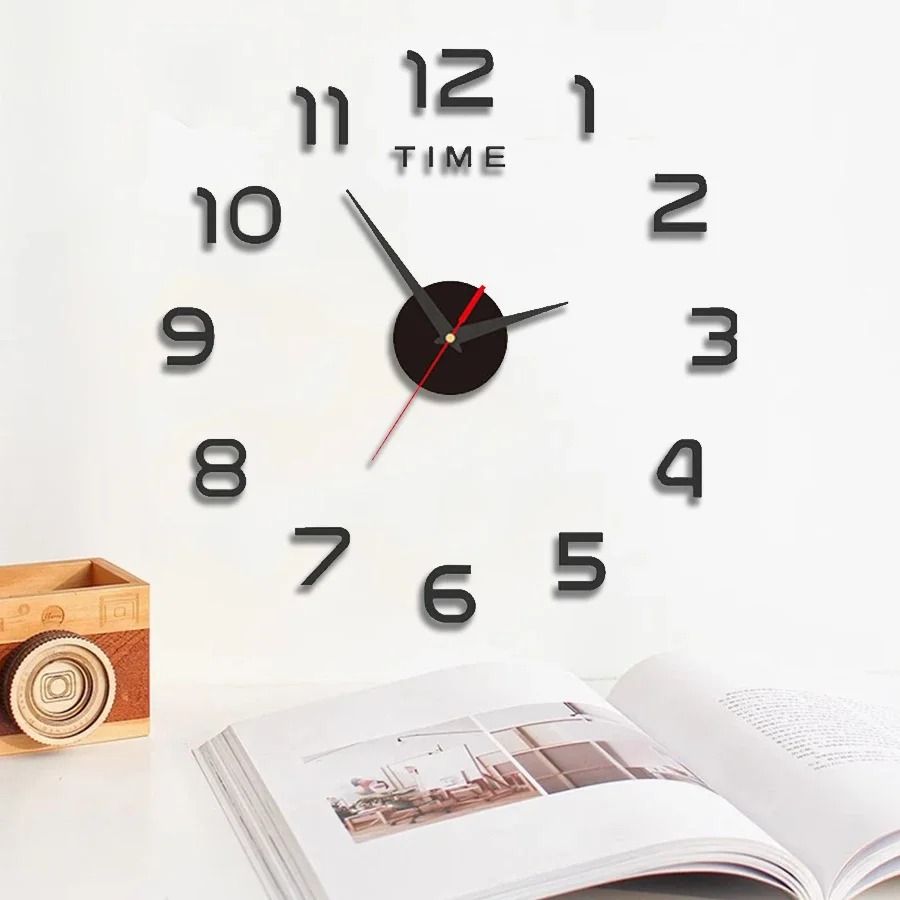 3D DIY Silent Wall Clock – Modern Simple Punch-Free Wall Sticker Clock for Home & Office