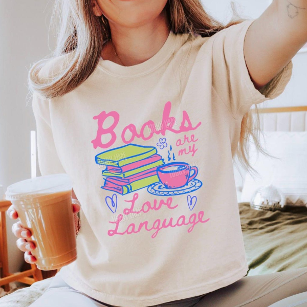 Books are My Love Language Shirt, Cropped Shirt, Womens Boxy Tee, Book Lover Gift, Romance Reader, Bookw