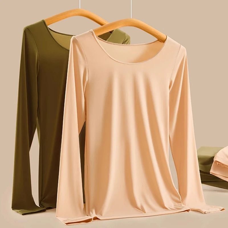Womens Seamless Thermal Underwear Set with Double Layer Warmth for Winter