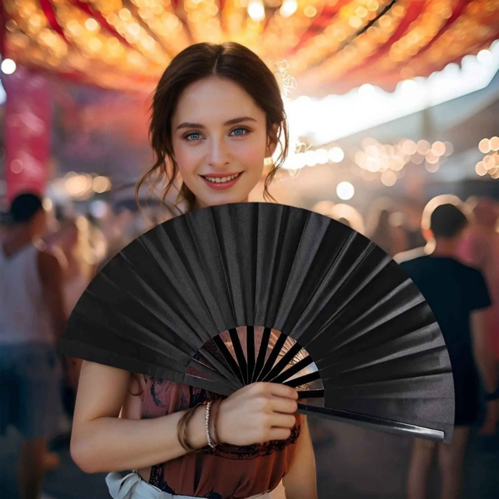 2 Piece Chinese Folding Fan Set Tai Chi Martial Arts and Dance Fan Prop