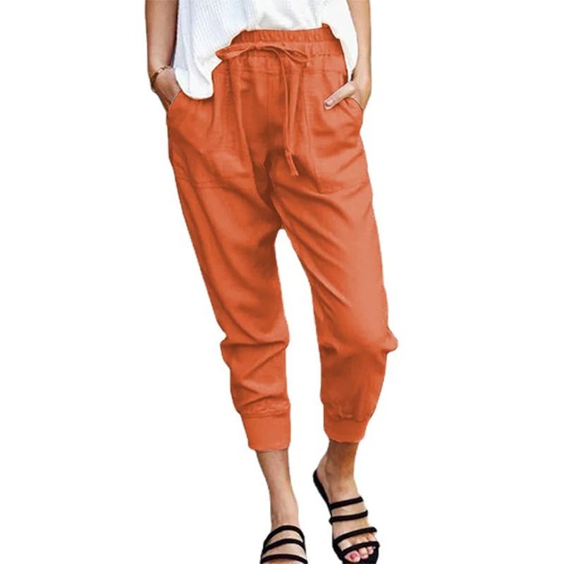 Women High Waist Lace Up Slim Fit Casual Pants