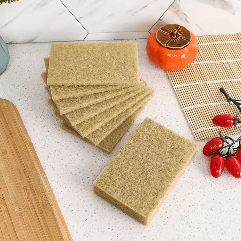 5pcs Reusable Coconut Fiber Scouring Pads Natural Non-Woven Cleaning Scrubbers