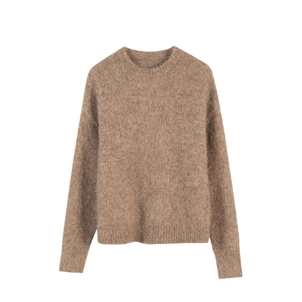Dropped Sleeved Loose Sweaters for Women, Warm Alpaca Pullover, Fall Winter Top in Camel Beig