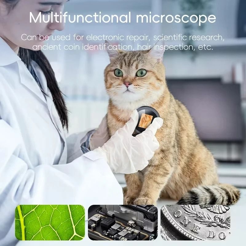 500x Digital Handheld Microscope with 2 in IPS Screen – Professional Foldable Magnifier with 8 LED Lights