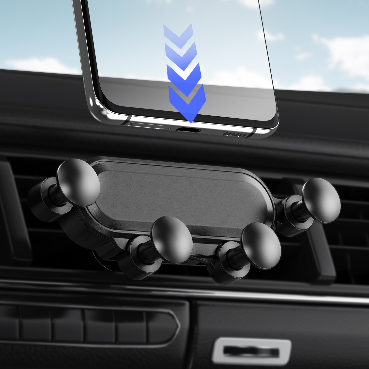 Gravity Car Phone Holder Air Vent Mount with Auto Clamp and Rotation