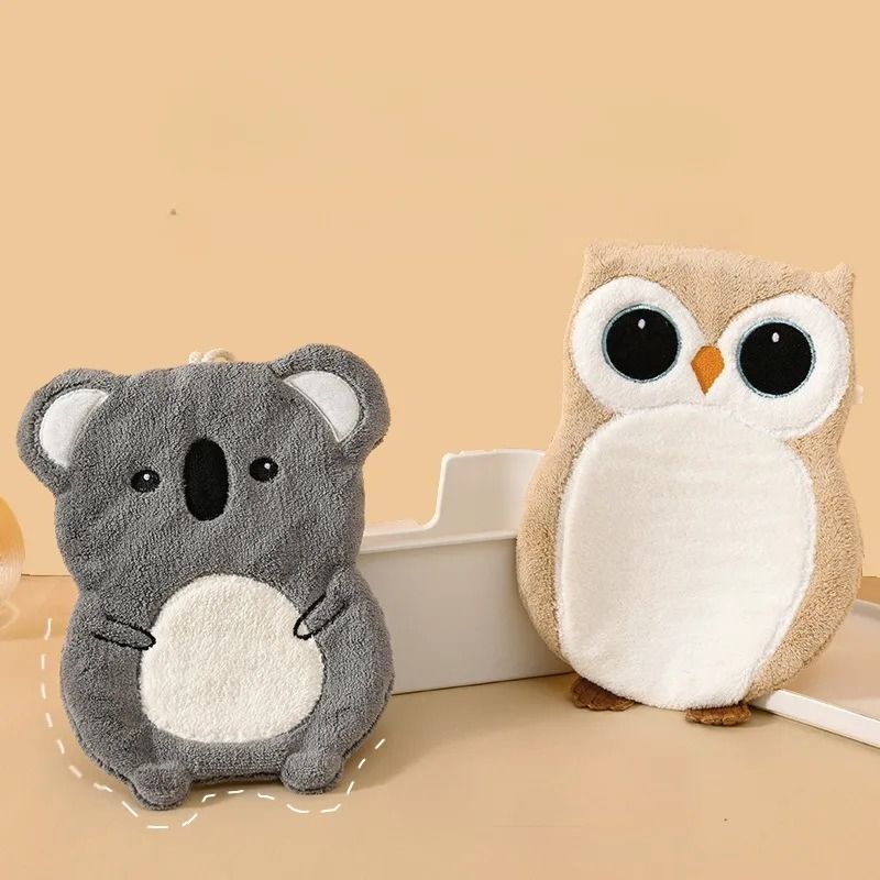 Cartoon Coral Velvet Towel Cute Hanging Type Kitchen Bathroom Absorbent Quick Drying Hand Towel