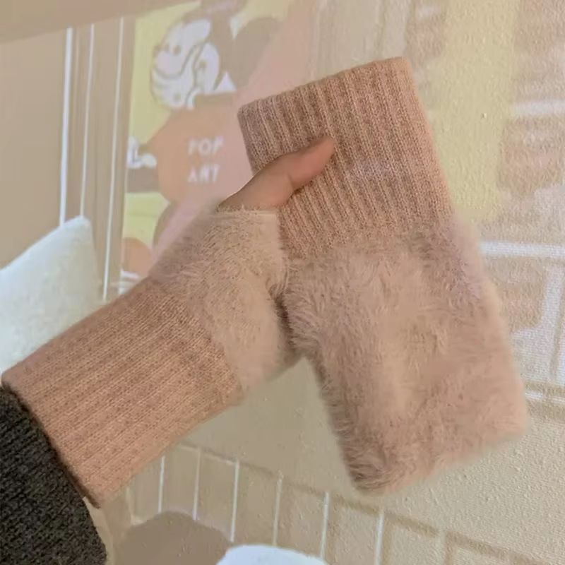 Women's Windproof Knitted Half Finger Gloves