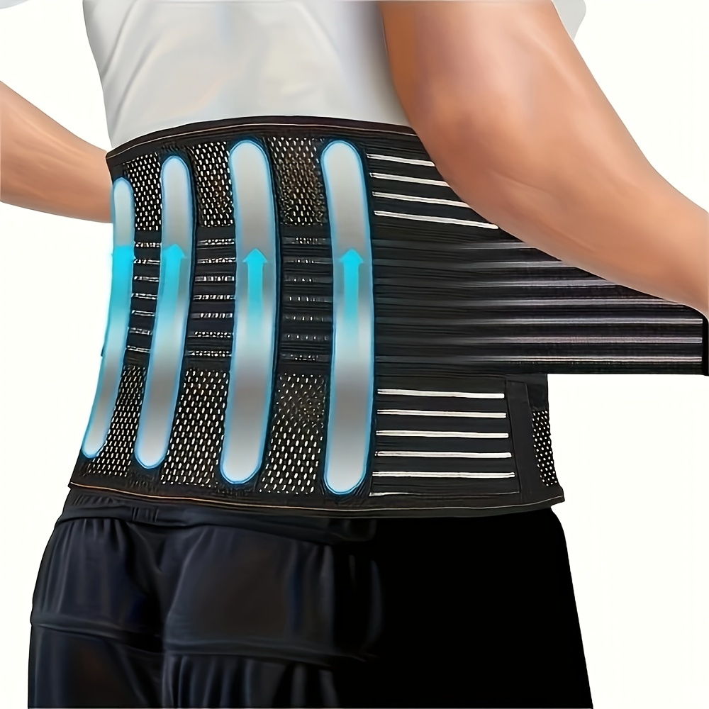 Adjustable Compression Waist Support Belt with Reinforced Plates and Breathable Mesh