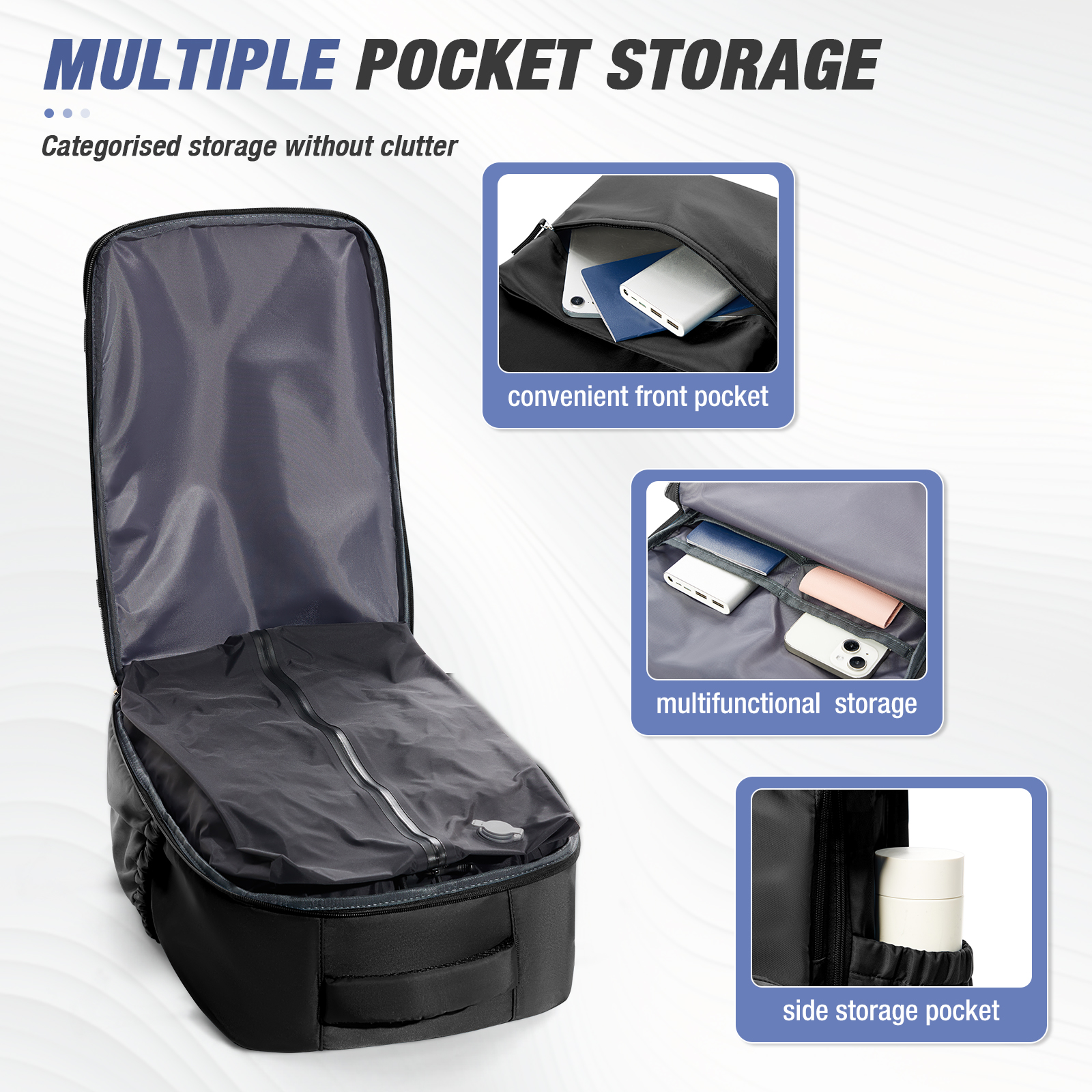 Vacuum Compression Travel Backpack Laptop Carry On Expandable Cabin Bag