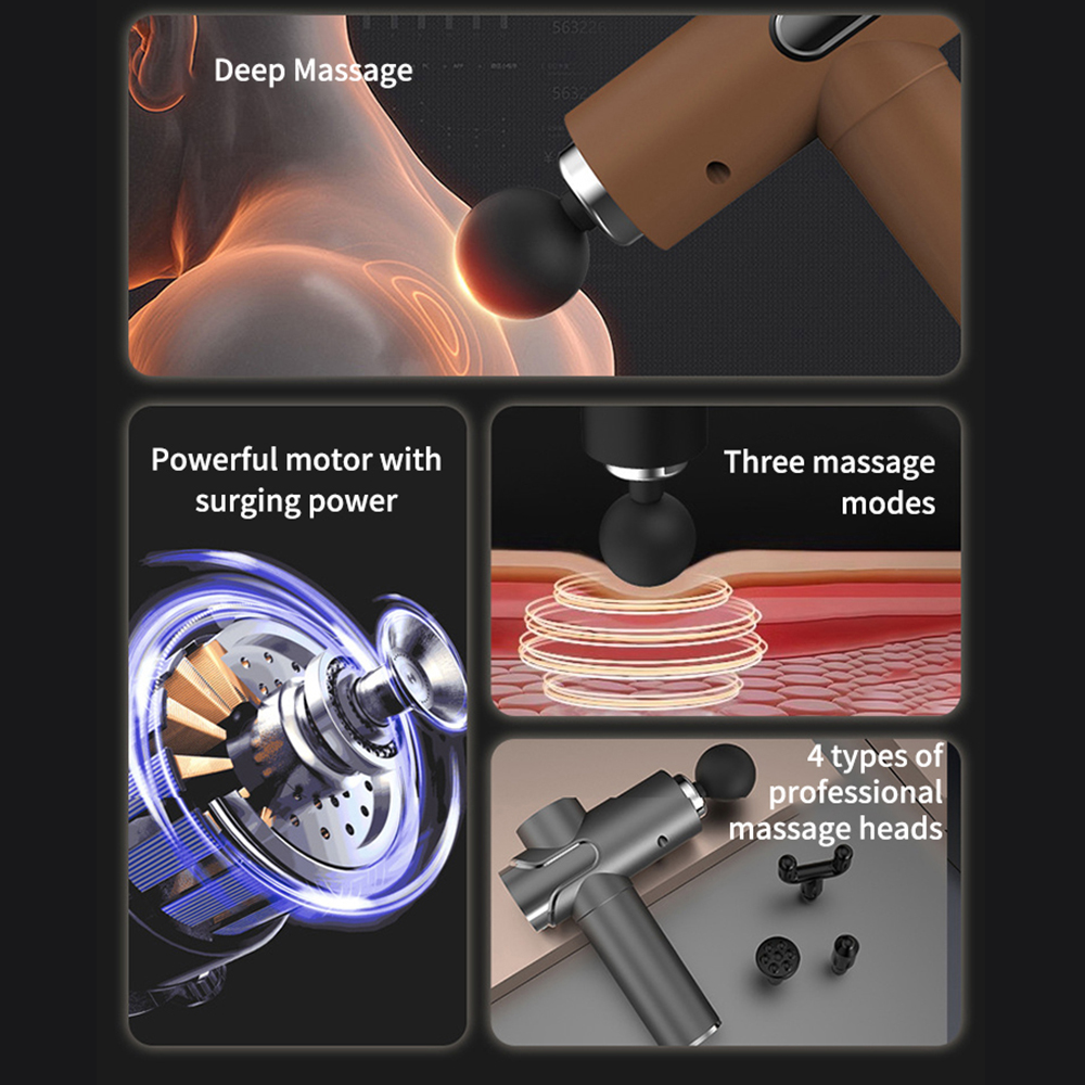Silent Fascia Gun Muscle Massager Headed Deep Tissue Percussion Tool for Muscle Relaxation and Recovery