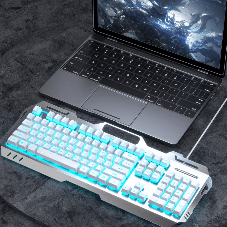 EWEADN GX80Z Gaming Silent Keyboard with All Metal Panel USB Wired Backlight