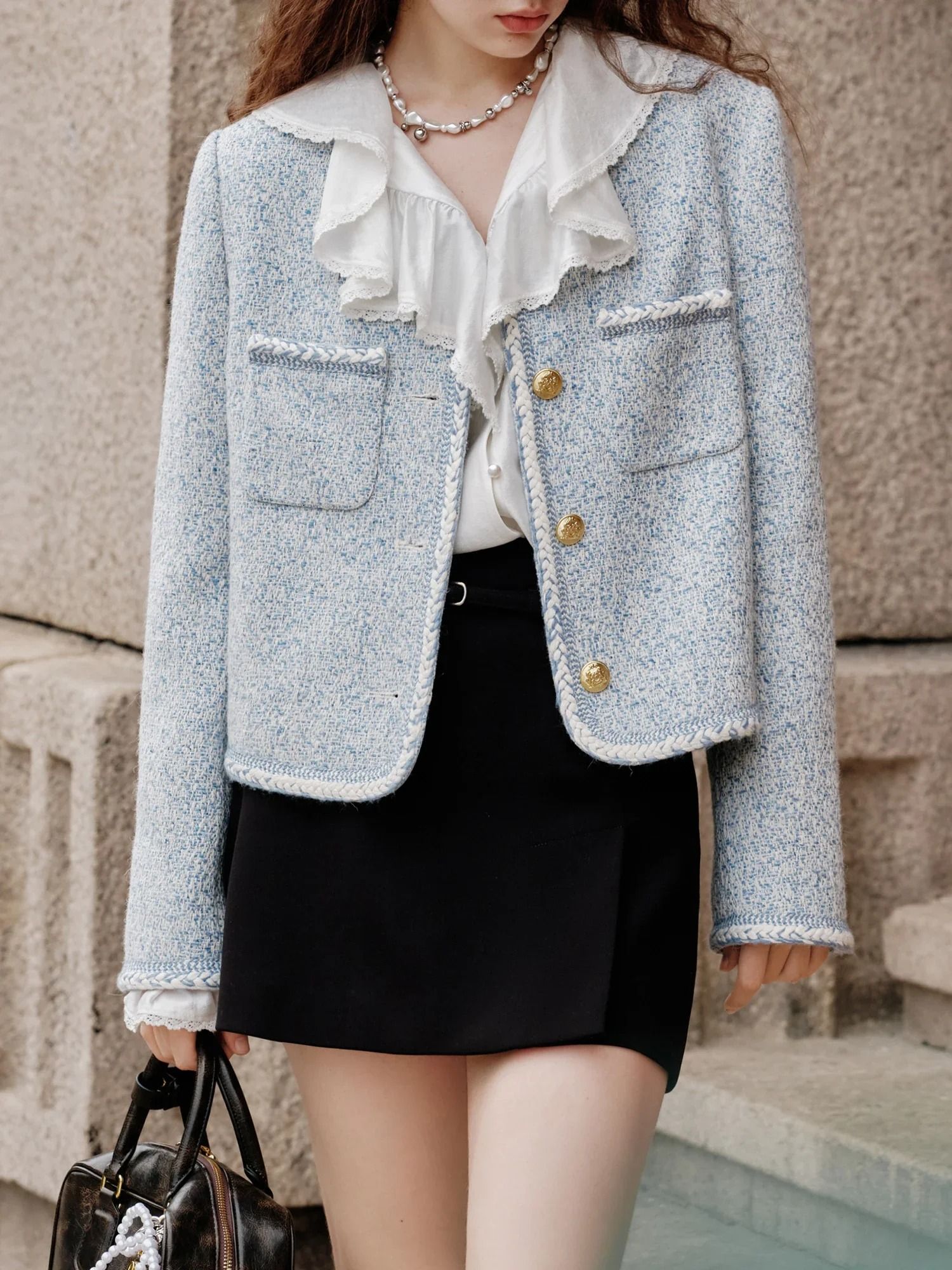 Wool Blend Temperament Tweed Jacket
